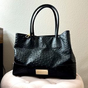Valentino black ostrich print handbag.